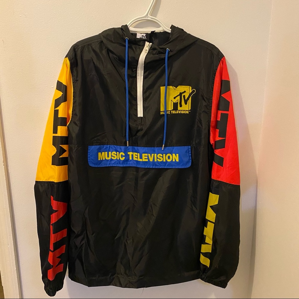 MTV Hoodie/Windbreaker Black/Color block Brand New Size M